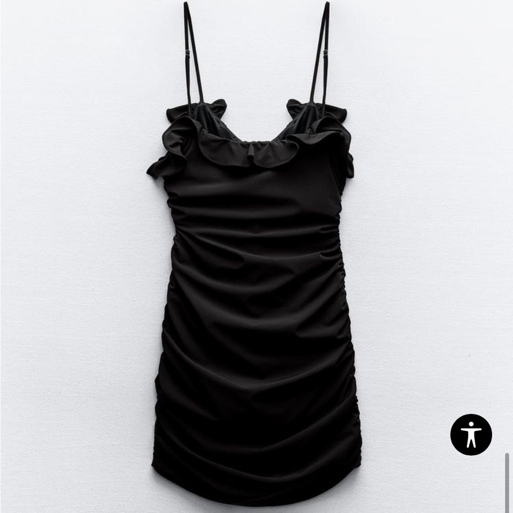 ZARA RUFFLED RUCHED DRESS - Picture 7 of 8